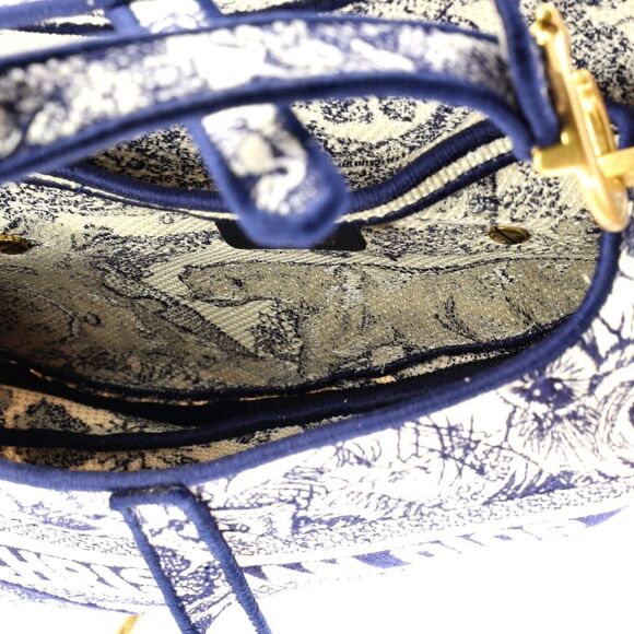 Christian Dior Saddle Bag Logo Embroidered Canvas Medium Blue, Neutral - Picture 5 of 6